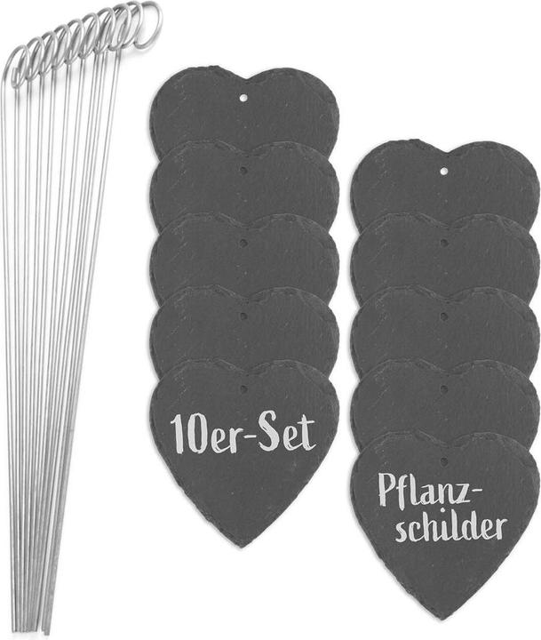 Image du produit Hoberg Pflanzschilder Set Schiefer Herz, 10 Stück, Zubehörtyp (40 cm, 10 cm)
