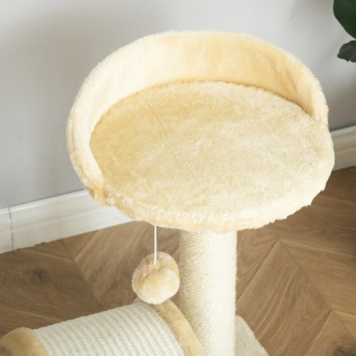 Produktbild PawHut Katzenbaum mit Plüsch (46 cm, Beige)