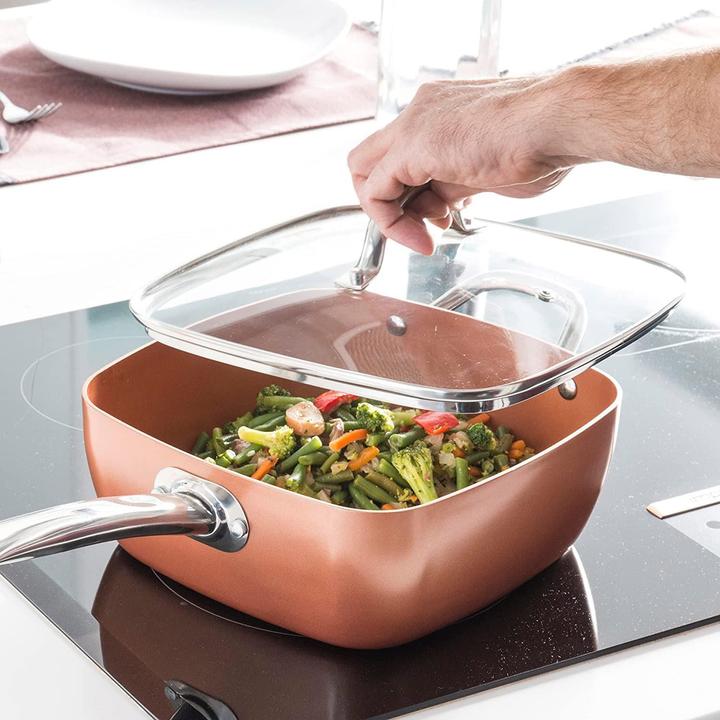 Produktbild InnovaGoods Schmorpfanne mit Zubehör - Kupfer (Bräter + Schmortopf, Keramik, Aluminium)