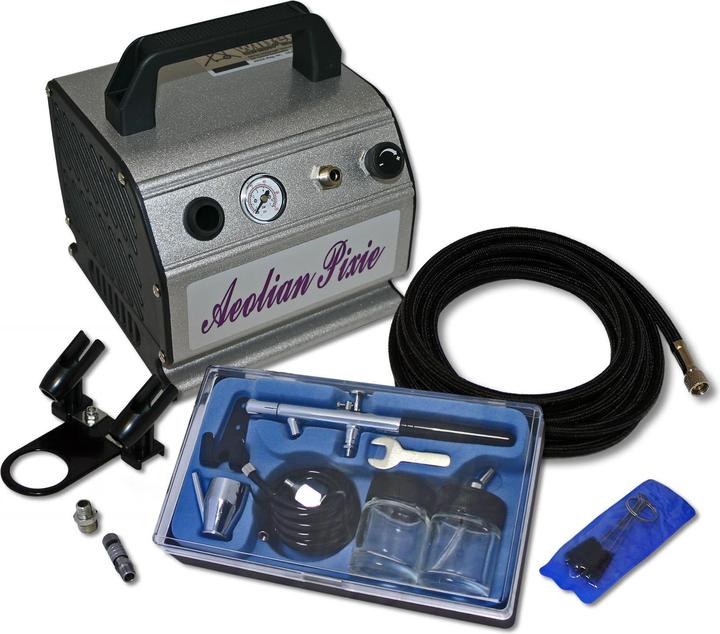 Actual product image Wiltec Airbrush Compressor Set 3 with 1 Gun AS176 for Beginners