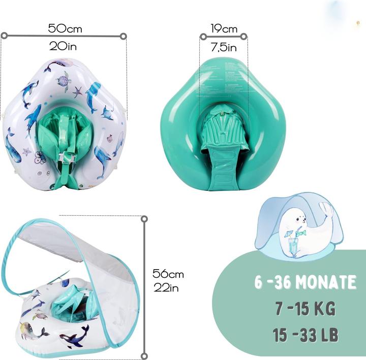 Image du produit Activity Board Anneau de natation unique avec motifs peints à la main | Aide à la natation innovante avec toit