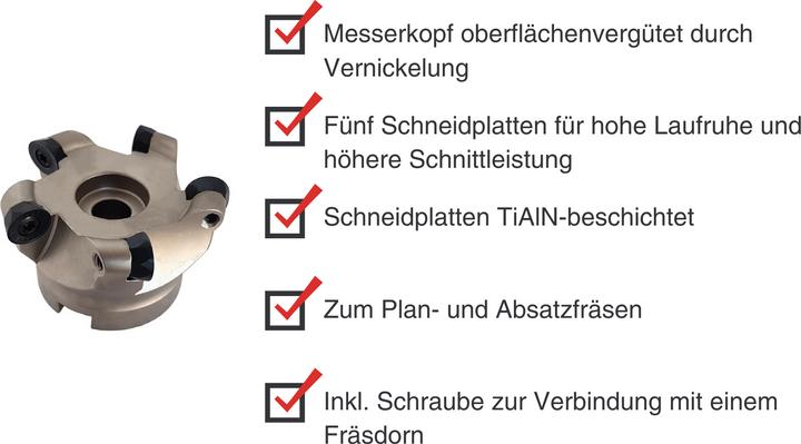Actual product image Paulimot Messerkopf 63 mm mit 5 Schneidplatten (TiAlN-beschichtet)