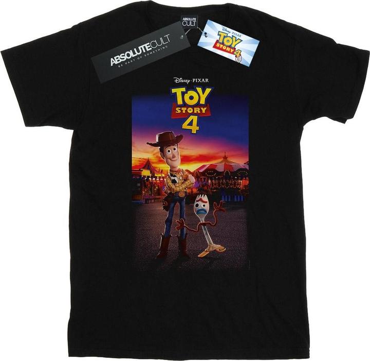 Actual product image Disney Womens/Ladies Toy Story 4 Woody And Forky Poster Cotton Boyfriend T-Shirt (S)
