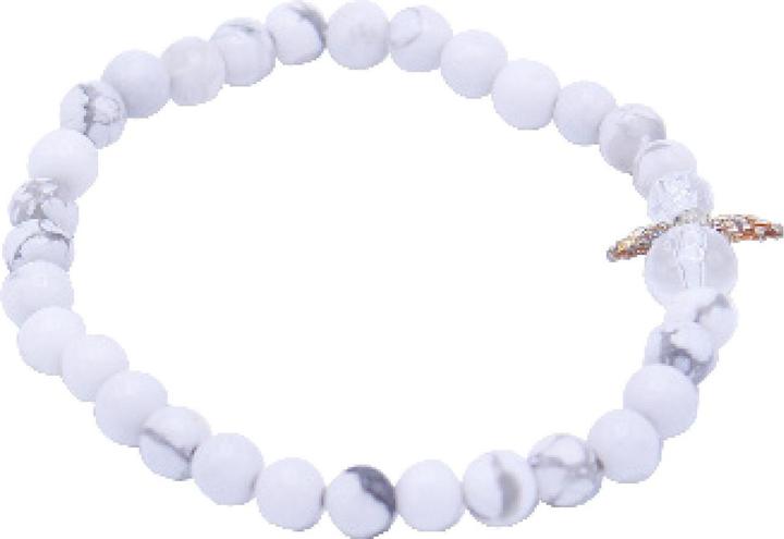 Actual product image Howlith protective stainless steel bracelet R304-117 (Gemstone beads 4mm)