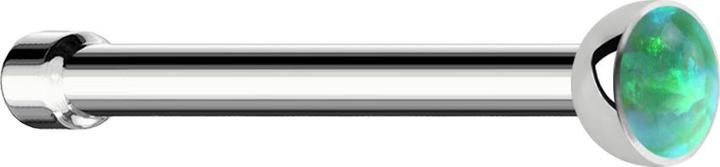 Star Piercing Nasenstecker gerade silber mit Opal grün (ohne Messing, Chirurgenstahl 316L)