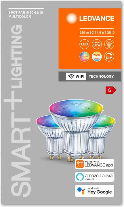 Produktbild Ledvance Smart+ Wifi Spot (GU10, 4.90 W, 350 lm, 3 x, G)