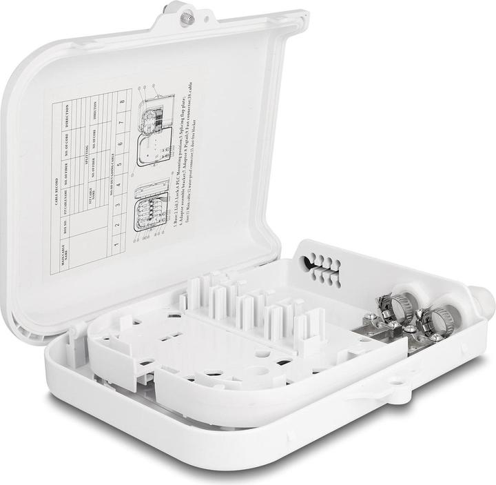 Produktbild Delock LWL Verteilerbox für Innen- und Aussenbereich IP65 wasserfest abschliessbar 8 Port weiss (Spleissbox)