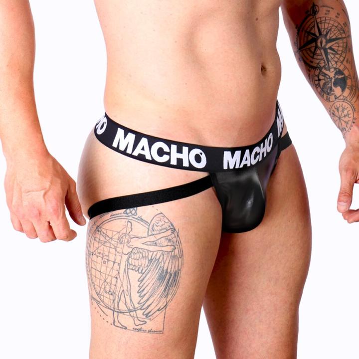 Actual product image Macho Underwear Macho - Mx25nc Jock Black Leather M (M)