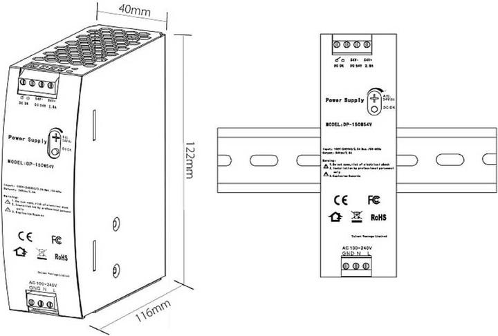 Produktbild edimax Netzteil /54V Industrielles DIN-Rail-Netzteil