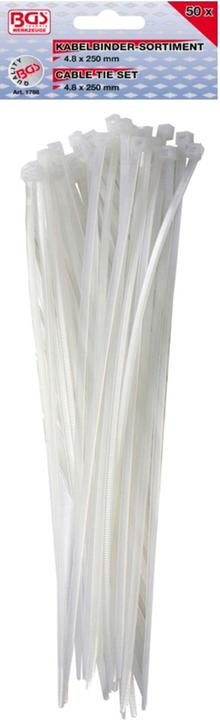 Actual product image BGS Cable Tie Set white 4.8 x 250 mm 50 pcs. (Plastic cable ties, 250 mm, 50 pcs.)