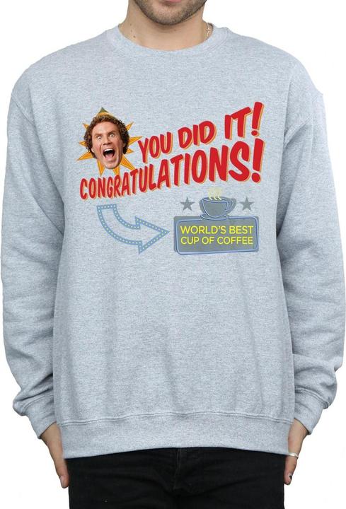 Actual product image Elf Mens World's Best Coffee Sweatshirt (XXL)