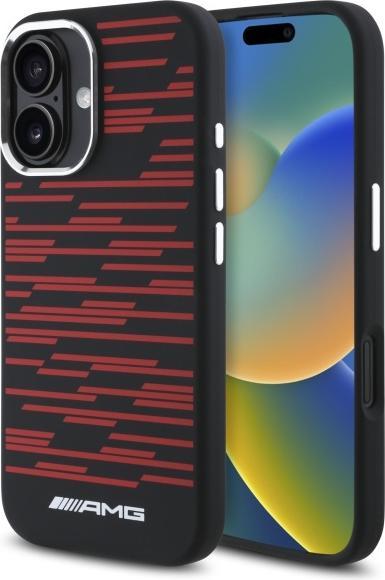 Immagine prodotto Mercedes AMG AMHMP16SSRRK Custodia rigida per iPhone 16 6,1" in silicone con grafica nera MagSafe (Apple iPhone 16)