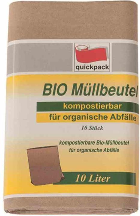 Actual product image Quickpack Organic waste paper bag 10 l, 10 pieces 20 x 17 x 36 cm (10 x, 10 l)
