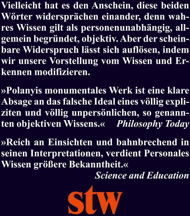 Actual product image Personales Wissen (German, Michael Polanyi, 2023)