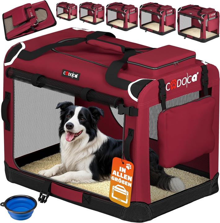 Cadoca Faltbare Hundetransportbox XL für Auto und Reisen (Dog, Foldable)