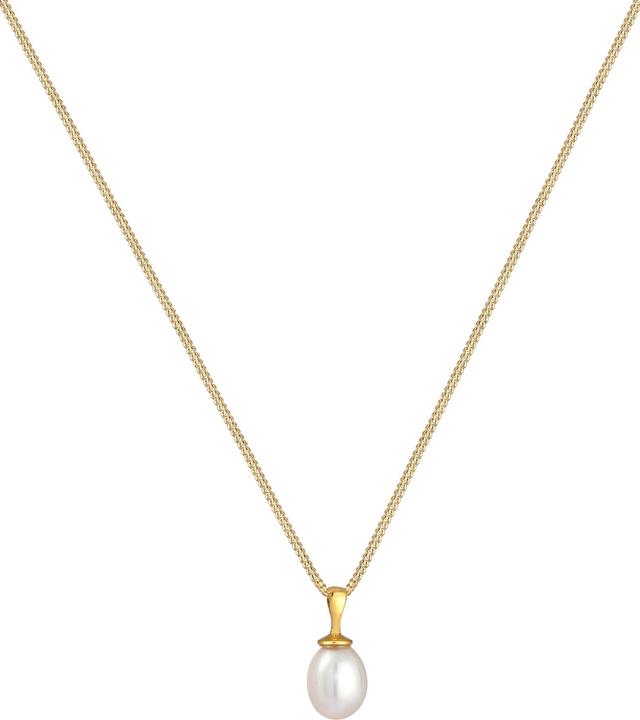 Image du produit Elli perle, collier de perles, gouttes (Pas de pierre, Perles de culture d'eau douce, Argent 925 sterling plaqué or, 45 cm)