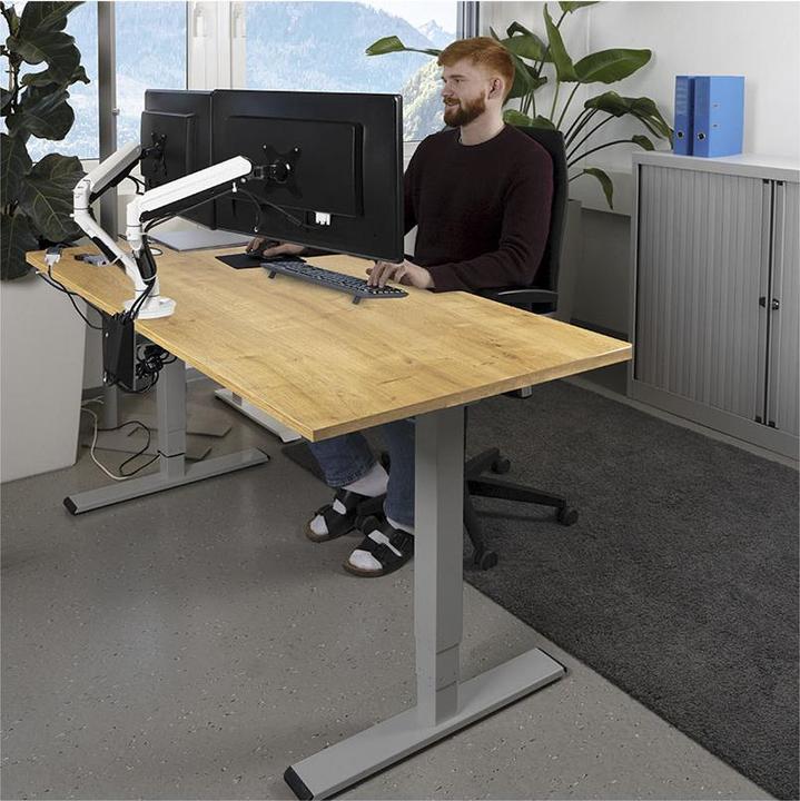Image du produit Contini höhenverstellbarer Bürotisch 1.4x0.8m Eiche / Gestell ET225E dunkelgrau