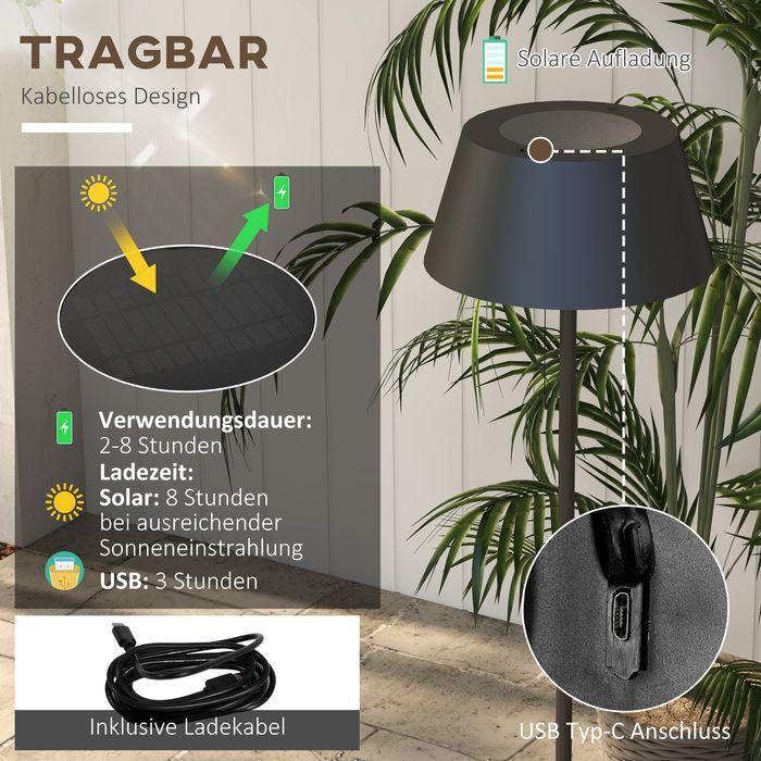 Image du produit Swisshandel24 Lampe solaire, lampadaire LED, 3 niveaux de luminosité, lumière blanche/colorée, cadre métallique (700 lm)