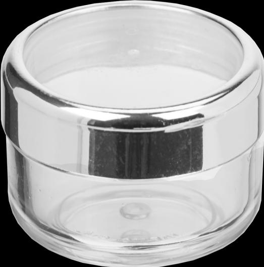Immagine prodotto Vasetto per cosmetici, plastica, argento/vetro chiaro per 6 ml, Ø 2,9 cm, altezza: 2 cm