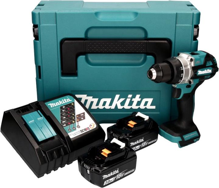 Actual product image Makita Maktia DDF 486 RFJ Battery Drilldriver 18 V 130 Nm Brushless + 2x Battery 3,0 Ah + Charger + Makpac (Rechargeable battery operated)