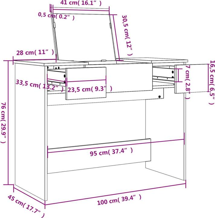 Produktbild VidaXL Karissa (100 x 45 x 76 cm)