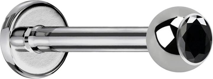 Produktbild Star Piercing Labret silber mit Kugel Kristall schwarz (ohne Messing, Titan G23)