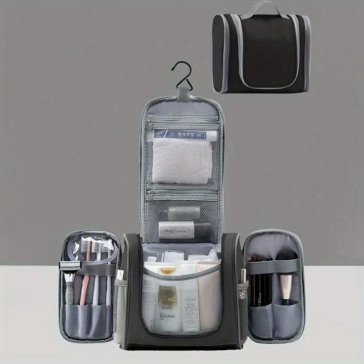 Image du produit Only-Bags.Store Trousse de toilette portable avec crochet, en cuir PU imperméable et pliable