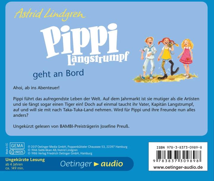 Immagine prodotto Pippi Calzelunghe va a bordo (Frank Gustavo, Astrid Lindgren, Josefine Preuss, Angelo Reatrino, Cäcilie Heinig, Tedesco)