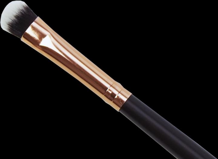 Image du produit Pinceau plat pour ombres à paupières, ovale avec virole cuivrée, poils synthétiques, manche marron (Eyeliner)