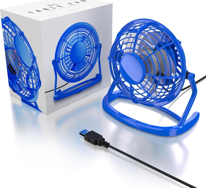 Actual product image CSL Mini USB fan, tiltable table fan, on/off switch, ideal for the desk, blue