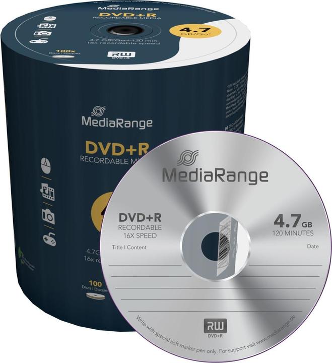 Produktbild MediaRange DVD+R Medien 4.7GB,16x,100er Sp (100 x)