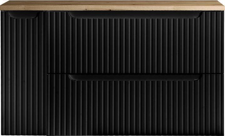 En.Casa Waschtisch Newport 100x60x40 cm Schwarz/Eichenoptik