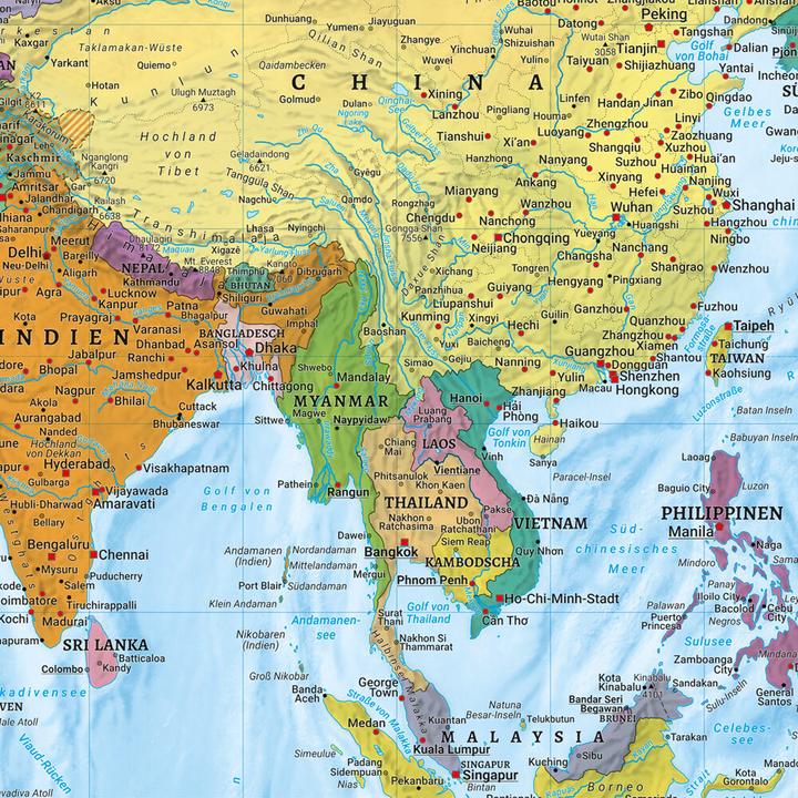 Actual product image World map, political - physical, 1:20,000,000, poster, freytag & berndt