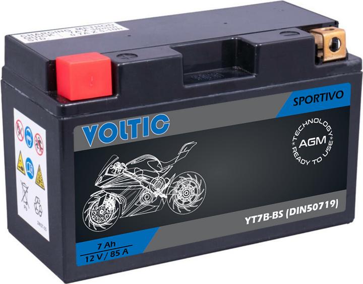 Image du produit Voltic Batterie de moto Sportivo AGM YT7B-BS (DIN 50719) (12 V, 7 Ah, 85 A)