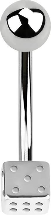 Image du produit Star Piercing Banane argentée avec boule et cube (sans laiton, Acier chirurgical 316L)