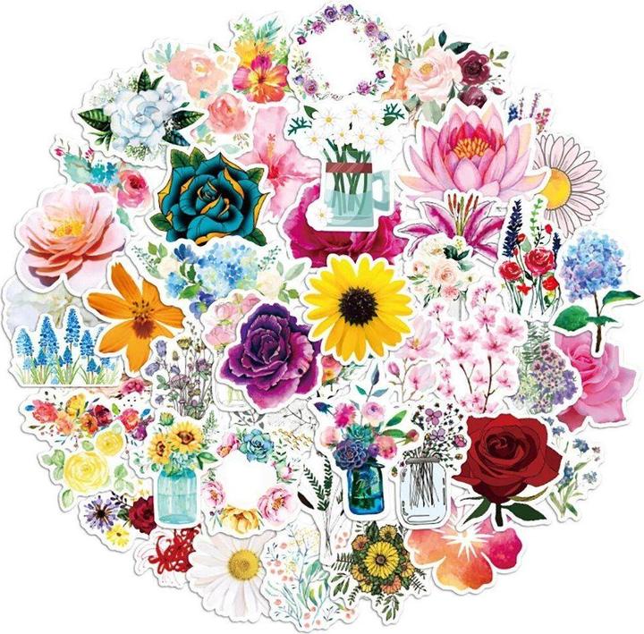 Produktbild JTI Aufkleber - gemischte Blumenmotive - 50 Stk