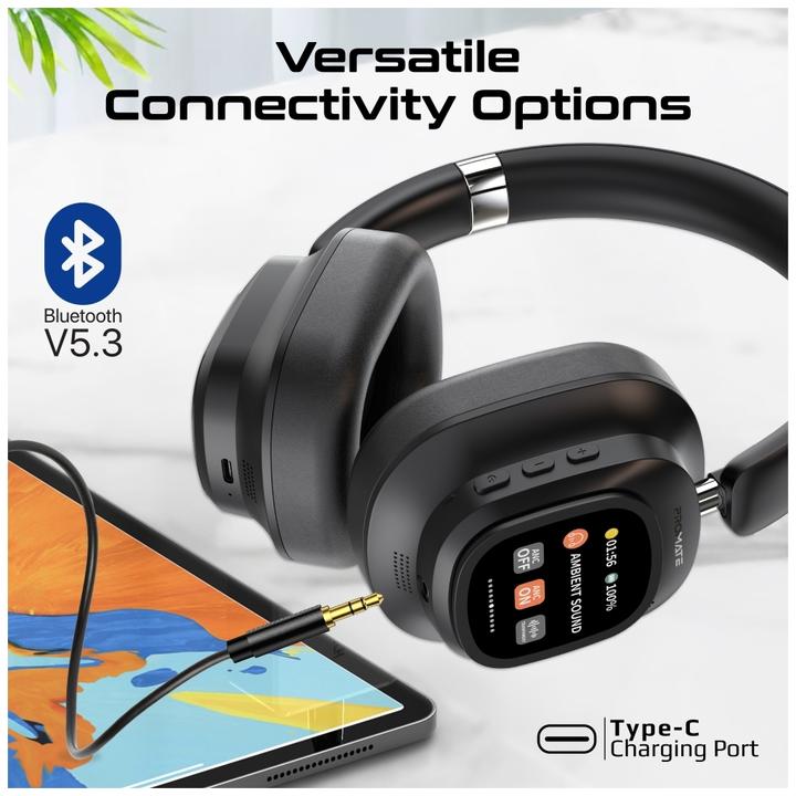 Image du produit ProMate VuTune Casque ANC avec contrôleur (ANC, 50 h, Sans fil, Filaire)