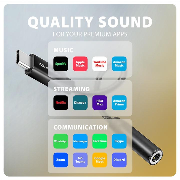 Actual product image Axagon ADA-HC USB-C Hi-Res Audio adapter - 3.5 mm jack, 32 bit, 384 kHz (USB-C)