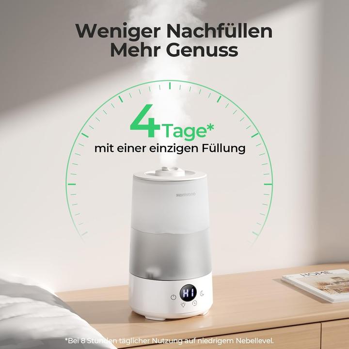 Actual product image Homvana Luftbefeuchter mit Ultraschallvernebelung