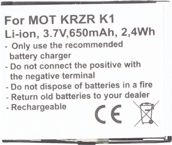 Actual product image Motorola Battery V1150, SVLR L2, ROKR Z6, RIZR Z3, KRZR K1, SVLR L6 Battery BC50, CFNN1043, CFNN7007