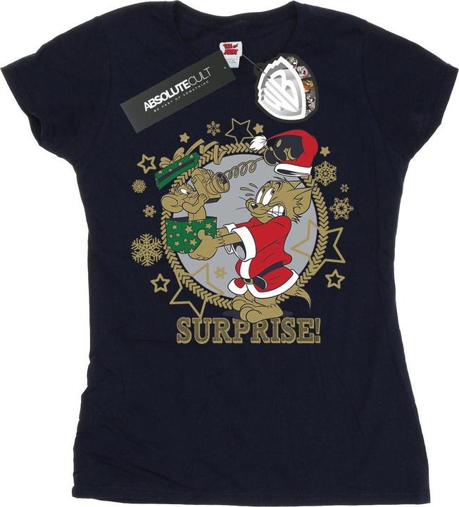 Actual product image Tom & Jerry Womens/Ladies Christmas Surprise Cotton T-Shirt (S)