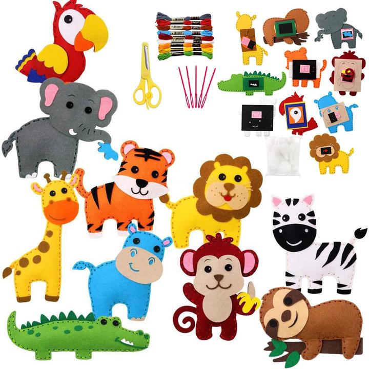 Actual product image Activity Board DIY Sewing Felt Animals Sewing Kit Forest Creatures Plush Ornaments Sewing Craft Kit Educational