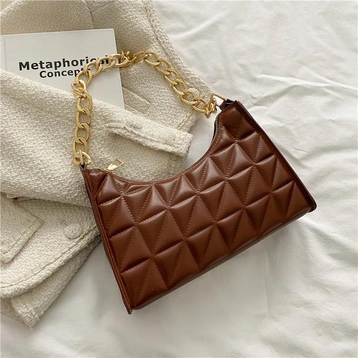 Produktbild Only-Bags.Store Diamantmuster Umhängetasche PU-Leder Solide Farbe Nische Kette Handtasche Mode Unterarm