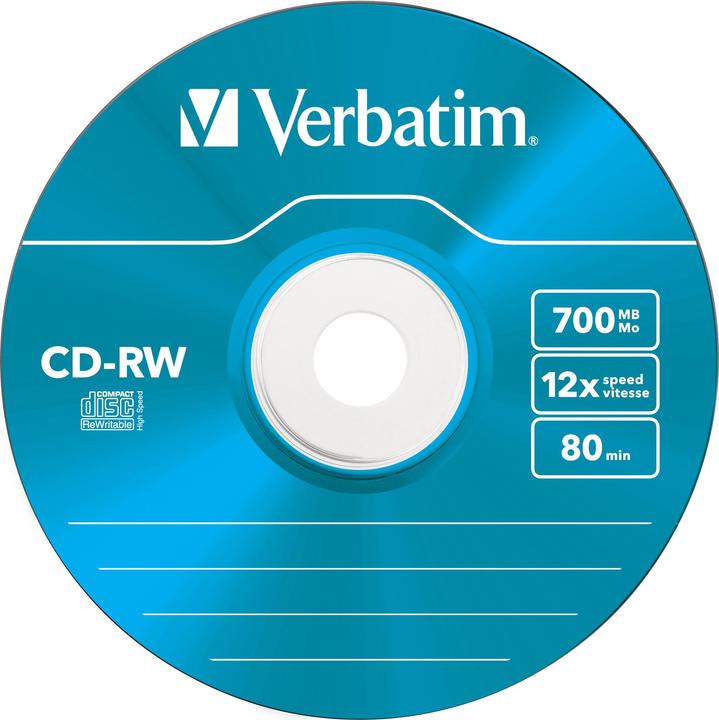 Image du produit Verbatim CD-RW, 12x, 700MB, paquet de 5, couleur (5 x)