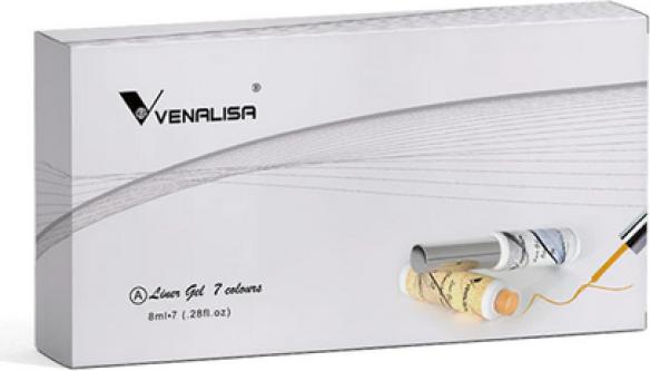 Actual product image Venalisa Liner Gel Set A (Set, 01 Orange, 06 Silver, 07 Champagne gold, 03 Wine red, 04 Dark blue, 05 Smoke grey, 02 Mustard yellow)