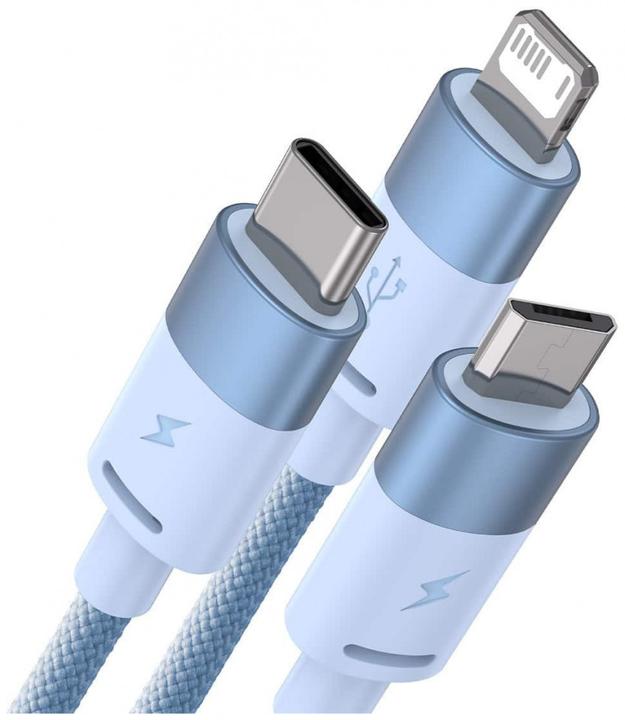 Actual product image Baseus 3in1 USB cable StarSpeed Series, USB-C + Micro + Lightning 3.5A, 1.2m (Blue) (1.20 m, USB 3.0)