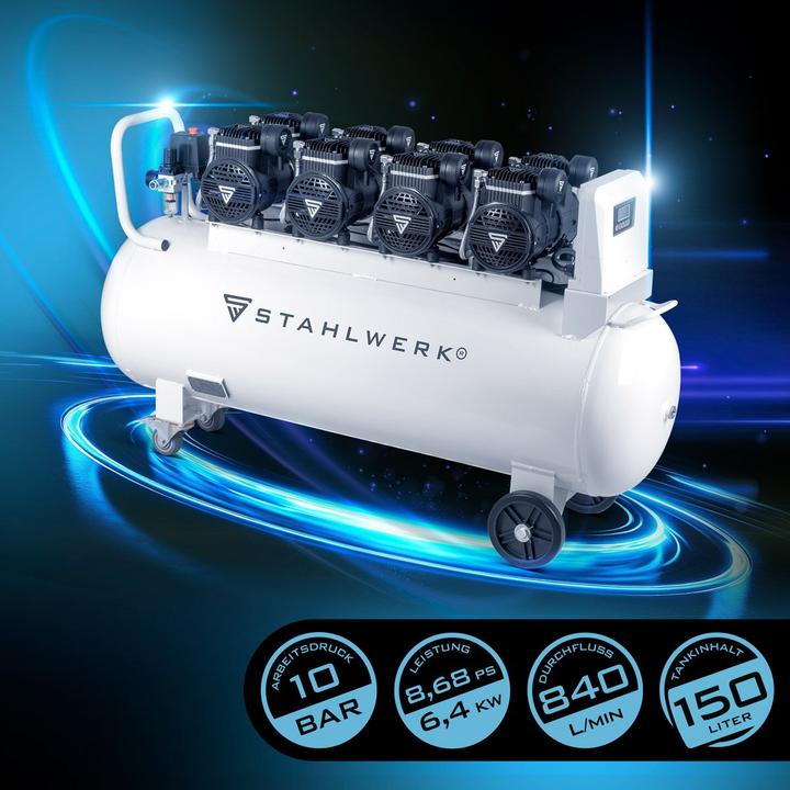 Image du produit Stahlwerk Compresseur 10 bar 8,6 CV 6,4 kW 840 l/min 150 l Compresseur d'air comprimé (10 bar, 150 l)