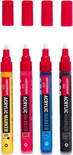 Actual product image Amsterdam Acrylic marker Basic Set 4 pieces (Yellow, Blue, Black, Red, 4 mm, 4 x)