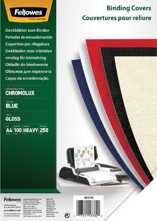 Produktbild Fellowes Chromolux Deckblatt, glänzend, blau