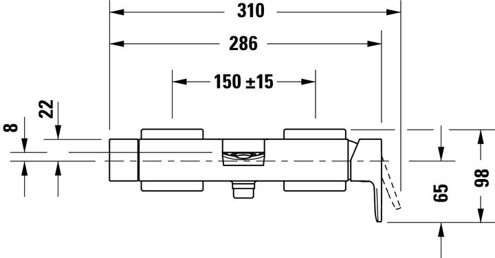 Voedingswaarden en ingrediënten Duravit Manhattan ééngreeps opbouw badmengkraan, uitsteek 196 mm, verbruik 2, MH5230000